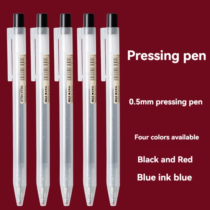 Muji Stationery Gel Pen - 0.5mm Press Gel Pen Blue/Black/Dark Blue/red