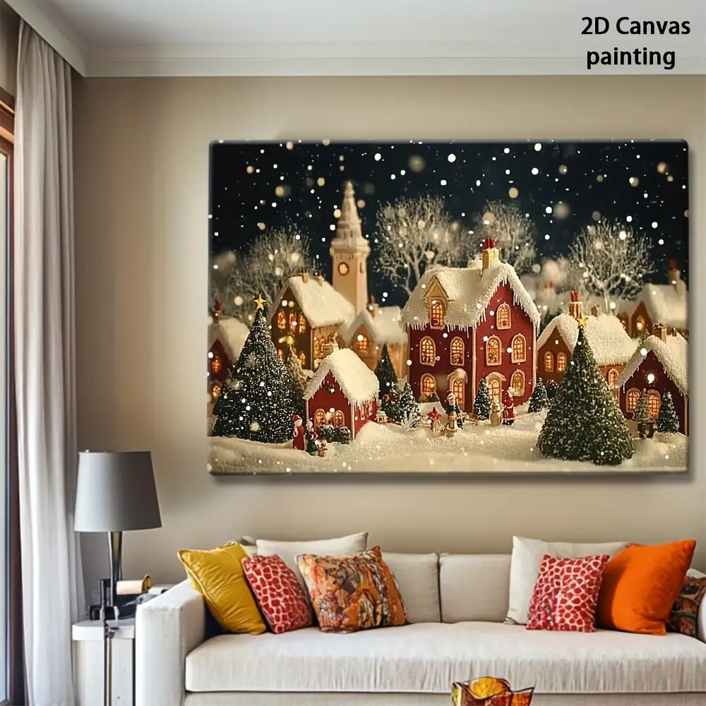 1pc 2D retro Christmas Eve and - Canvas Wrap Ready 评论和价格