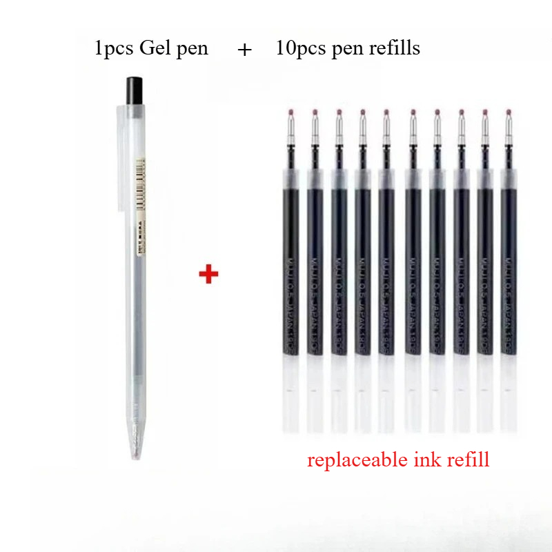 10pcs Press pen refills with 1 - Muji Stationery Gel Pen 评论和价格
